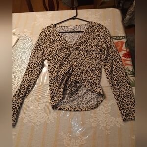 Chic Leopard Print Ruched Blouse